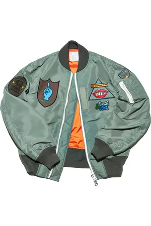 SACAI Kurtki, Mężczyzna, Zielony, M, Nylon, Warstwowa Khaki Kurtka Bomber