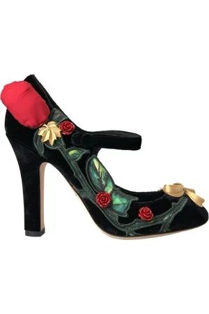 Dolce & Gabbana Buty, Kobieta, Czarny, 36 EU, Czarny Róże Kryształ Mary Jane Buty