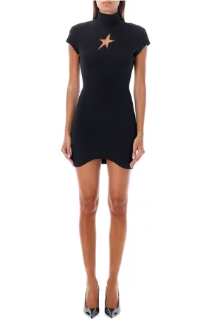 MUGLER Sukienki, Kobieta, Czarny, M, Czarna mini sukienka z gwiazdą Aw 24