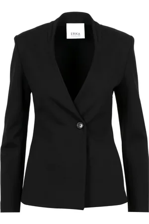 ERIKA CAVALLINI Kurtki, Kobieta, Czarny, M, Czarna Kurtka Milano Stitch Głęboki V
