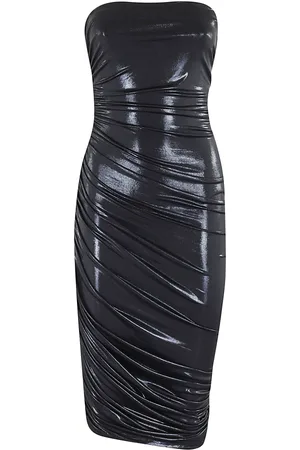 Norma Kamali Sukienki, Kobieta, Szary, S, Poliester, Elegancka sukienka Diana do kolan