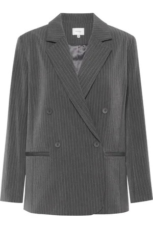 Gestuz Kurtki, Kobieta, Szary, XS, Poliester, Szary Pinstripe Oversized Blazer