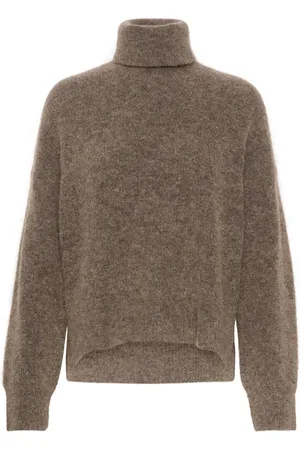 Gestuz Swetry, Kobieta, brązowy, 2XS, Alphagz Rollneck Sweter Dark Sand Melange