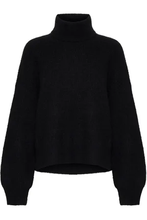 Gestuz Swetry, Kobieta, Czarny, S, Czarny Sweter Rollneck Alphagz Styl