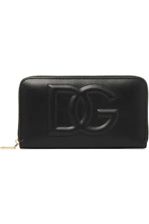 Dolce & Gabbana Akcesoria, Kobieta, Czarny, ONE SIZE, Czarna skórzana portmonetka z zamknięciem na zamek błyskawiczny