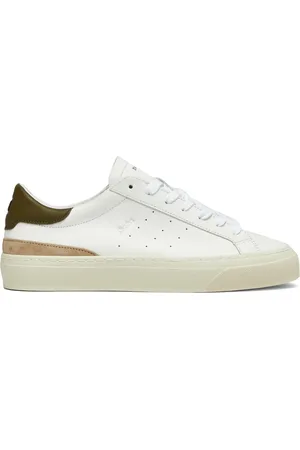 D.A.T.E. Buty, Mężczyzna, Biały, 40 EU, Zamsz, Białe Sneakersy z Zielonymi Elementami