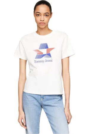 Tommy Hilfiger Koszulki, Kobieta, Biały, S, Bawełna, T-shirt z gwiazdą 100% bawełna