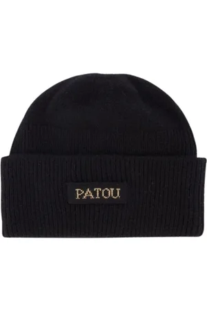 Patou Akcesoria, Kobieta, Czarny, ONE SIZE, Kaszmir, Wełniana Czapka Beanie w Czarnym Kaszmirze