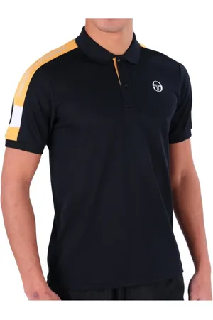 Sergio Tacchini Koszulki, Mężczyzna, Czarny, L, Czarna Koszulka Polo Sport z Logo Cross