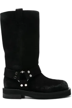 3Juin Buty, Kobieta, Czarny, 37 EU, Zamsz, Czarne Zamszowe Buty z Paskiem
