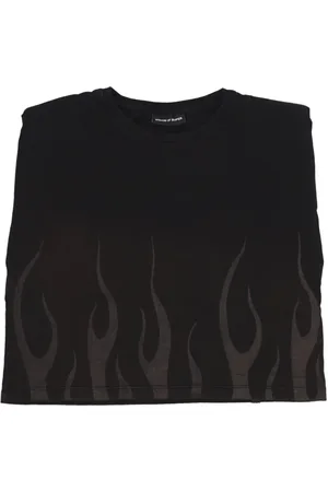 Vision Of Super Koszulki, Kobieta, Czarny, M, Flames Tee Czarna Koszulka Damska
