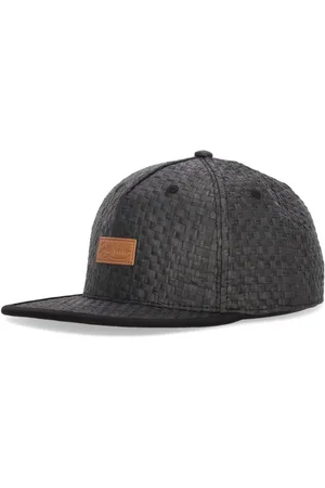 DOLLY NOIRE Akcesoria, Mężczyzna, Czarny, ONE SIZE, Slomiany Snapback Czarna Czapka z Płaskim Daszkiem
