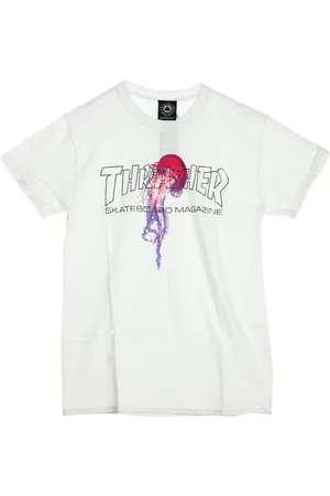 Thrasher Koszulki, Mężczyzna, Biały, XL, Czarna Męska Koszulka Krótki Rękaw Crew Neck