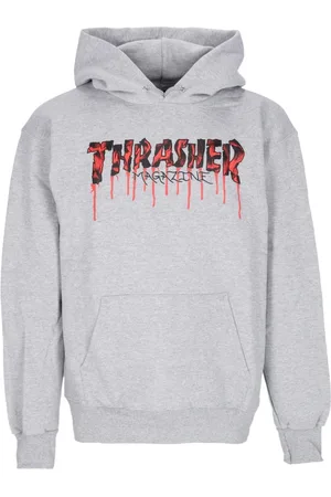 Thrasher Bluzy, unisex, Szary, M, Bluza z kapturem Blood Drip Light Steel/Czerwony