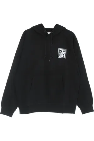 Obey Bluzy, Mężczyzna, Czarny, L, Ikoniczny Lekki Bluza z Kapturem