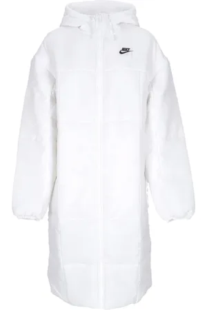 Nike Płaszcze, Kobieta, Biały, M, Długa Kurtka Puchowa Klasyczna Parka Biało-Czarna
