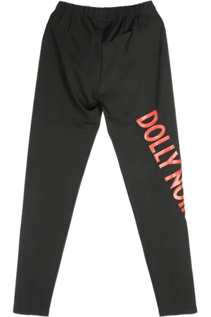 DOLLY NOIRE Spodnie, Kobieta, Czarny, S, Legginsy Logo Czerń Czerwień Kobiety