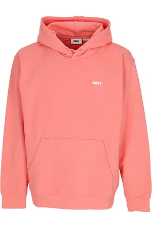 Obey Bluzy, Mężczyzna, Różowy, XS, Lekki bluza z kapturem French Terry