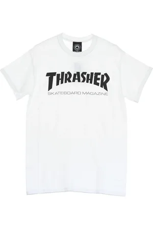 Thrasher Koszulki, Mężczyzna, Biały, L, Skatemag Tee Męska Koszulka Biała/czarna