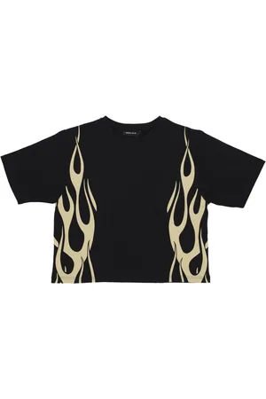 Vision Of Super Koszulki, Kobieta, Czarny, M, Flames Tee Czarny/biały