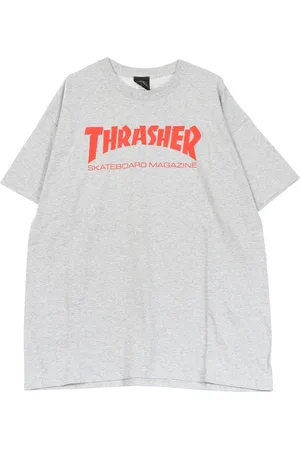 Thrasher Koszulki, Mężczyzna, Szary, XL, Skatemag Tee Męska Koszulka Szara/czerwona
