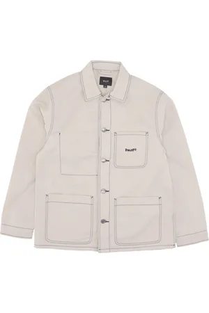 Huf Kurtki, Mężczyzna, Beżowy, S, Nylon, Kurtka Robocza z Nylonu z Vintage Stitching