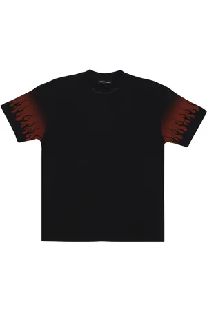 Vision Of Super Koszulki, Mężczyzna, Czarny, S, Flames Tee Czarno-Czerwony Krótki Rękaw T-Shirt