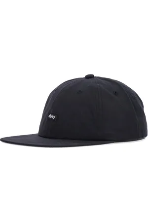Obey Akcesoria, unisex, Czarny, ONE SIZE, Nylon, Czarna Czapka z Płaskim Daszkiem