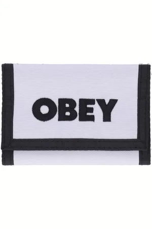 Obey Akcesoria, Mężczyzna, Biały, ONE SIZE, Bawełna, Odważny Logo Trifold Portfel z Kanwy