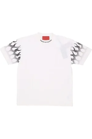 Vision Of Super Koszulki, Mężczyzna, Biały, S, Flames Logo Tee Off /Black