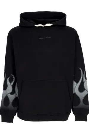 Vision Of Super Bluzy, Mężczyzna, Czarny, L, Flames Lekki Hoodie Czarny/Szary