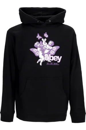Obey Bluzy, Kobieta, Czarny, M, Miłość Basic Hooded Fleece Damska Bluza