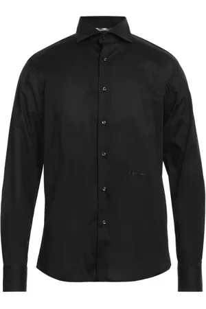 Aquascutum Koszule, Mężczyzna, Czarny, 2XL, Bawełna, Elegancka czarna koszula z baweny z bocznym haftem logo