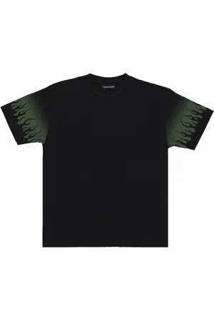 Vision Of Super Koszulki, Mężczyzna, Czarny, L, Flames Tee Męska Koszulka Czarna/zielona