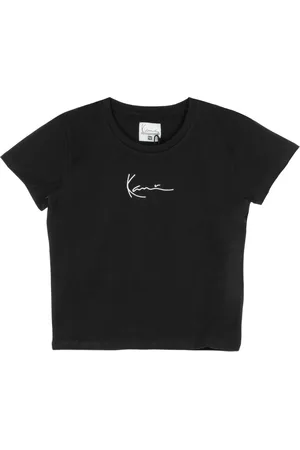 Karl Kani Koszulki, Kobieta, Czarny, M, Signature Crop Tee Czarno-Biały