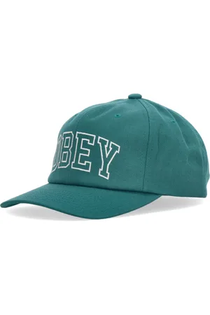 Obey Akcesoria, Mężczyzna, Zielony, ONE SIZE, Klasyczna Snapback Fanfare Zagięta Czapka z Daszkiem