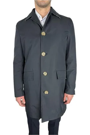 Aquascutum Płaszcze, Mężczyzna, Niebieski, M, Granatowy płaszcz trencz z bawełny
