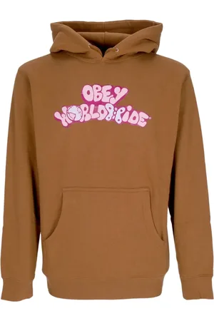Obey Bluzy, Mężczyzna, brązowy, XS, Butterfly Basic Hooded Fleece Womens Hoodie