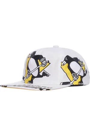Mitchell & Ness Akcesoria, Mężczyzna, Biały, ONE SIZE, Pittsburgh Penguins Czapka z Płaskim Daszkiem