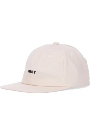 Obey Akcesoria, Mężczyzna, Beżowy, ONE SIZE, Bawełna, Plaska Kierownica Strapback Czapka Bawełna