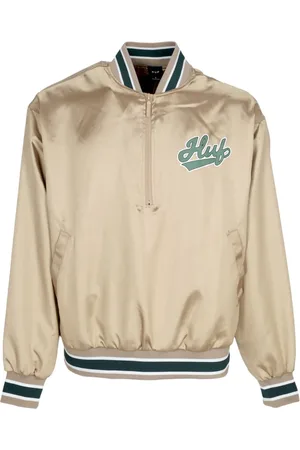 Huf Kurtki, Mężczyzna, Beżowy, M, Satin Baseball Bomber Jacket Tan