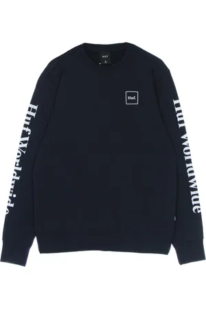 Huf Bluzy, Mężczyzna, Niebieski, L, Granatowy sweter z okrągłym dekoltem