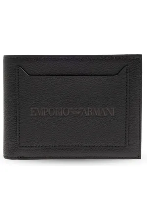 Emporio Armani Akcesoria, Mężczyzna, Czarny, ONE SIZE, Skóra, Skórzany portfel z logo