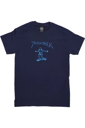 Thrasher Koszulki, unisex, Niebieski, S, Koszulka z nadrukiem Logo Granatowy/Jasnoniebieski