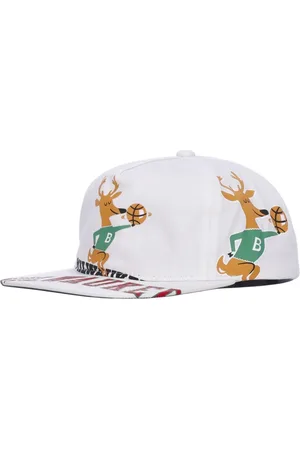 Mitchell & Ness Akcesoria, Mężczyzna, Biały, ONE SIZE, Milwaukee Bucks Flat Brim Cap