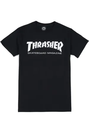 Thrasher Koszulki, Mężczyzna, Czarny, S, Skatemag Tee Męska Koszulka Czarno/Biała