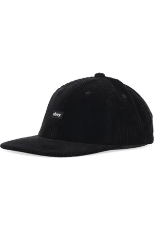 Obey Akcesoria, Mężczyzna, Czarny, ONE SIZE, Rayon, Welwetowa Czarna Czapka z Płaskim Daszkiem