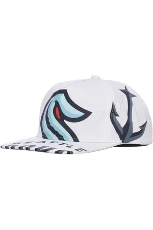 Mitchell & Ness Akcesoria, Mężczyzna, Biały, ONE SIZE, Czapka Seattle Kraken z Płaskim Daszkiem