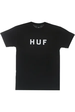 Huf Koszulki, Mężczyzna, Czarny, XL, Czarna Koszulka z Logo Krótki Rękaw