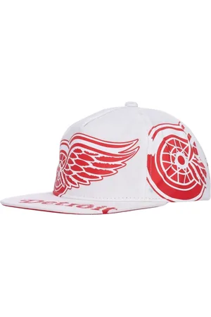 Mitchell & Ness Akcesoria, Mężczyzna, Biały, ONE SIZE, Detroit Red Wings Czapka z Płaskim Daszkiem